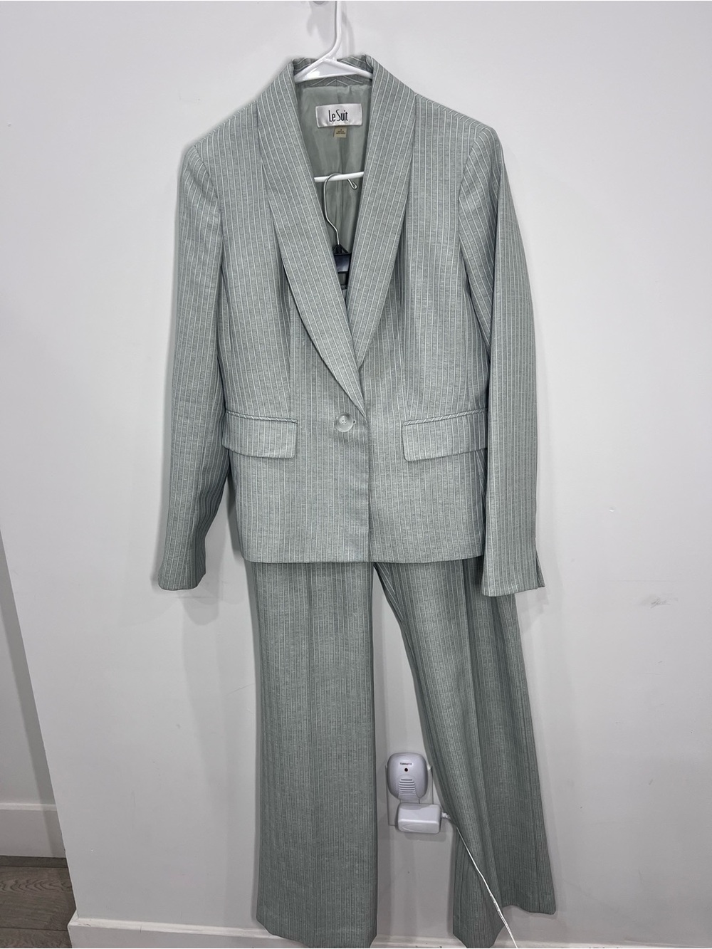Le Suit Pinstripe Blazer & Pants Suit